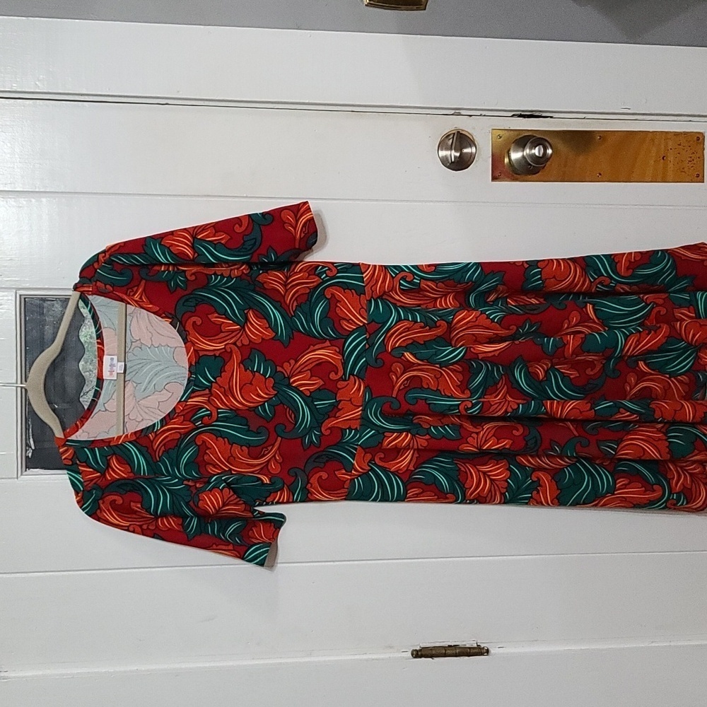 LuLaRoe Simply Comfortable Womens Dress Fit & Flare‎ Fall Paisley Sz 2XL EUC